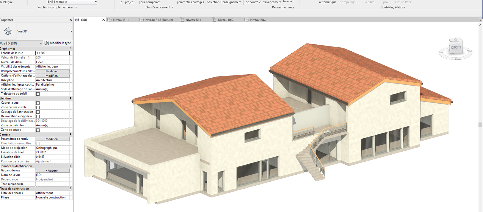 Modélisation des plans architectes du projet sur Revit