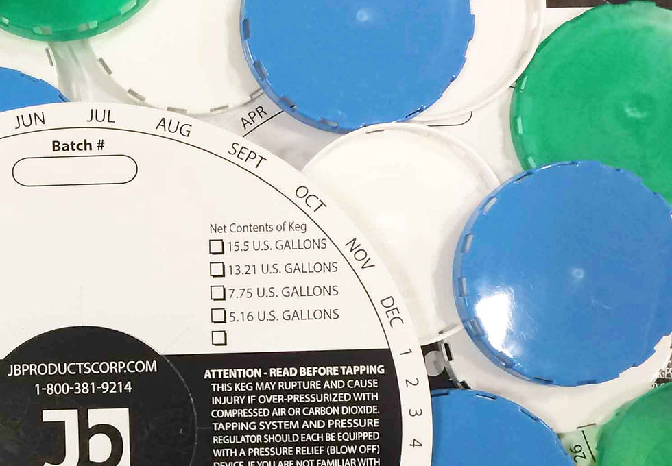 Keg collars and keg caps