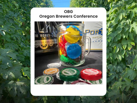 Hops growing at Crosby Hop farm with a polaroid in front of keg caps and brewing supplies