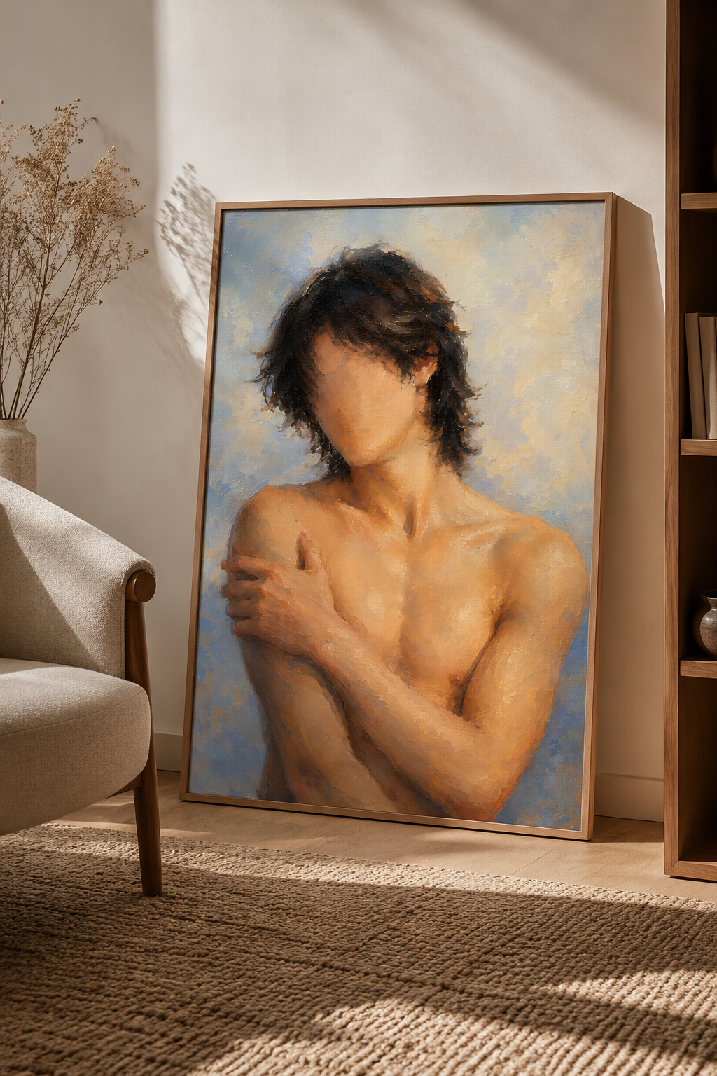 Soft Male Portrait Crossed Arms Art Print, Figurative Male Wall Art