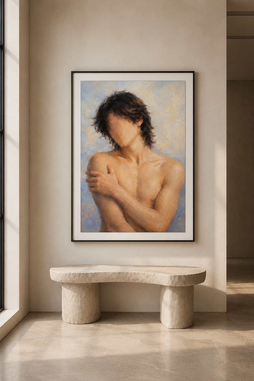 Thumbnail: Soft Male Portrait Crossed Arms Art Print, Figurative Male Wall Art