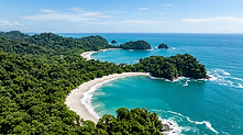 Tropical beach and rainforest in Manuel Antonio, a wildlife-rich destination for a retreat in Costa Rica