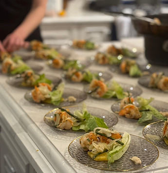 Plated appetizers served at a private dining event