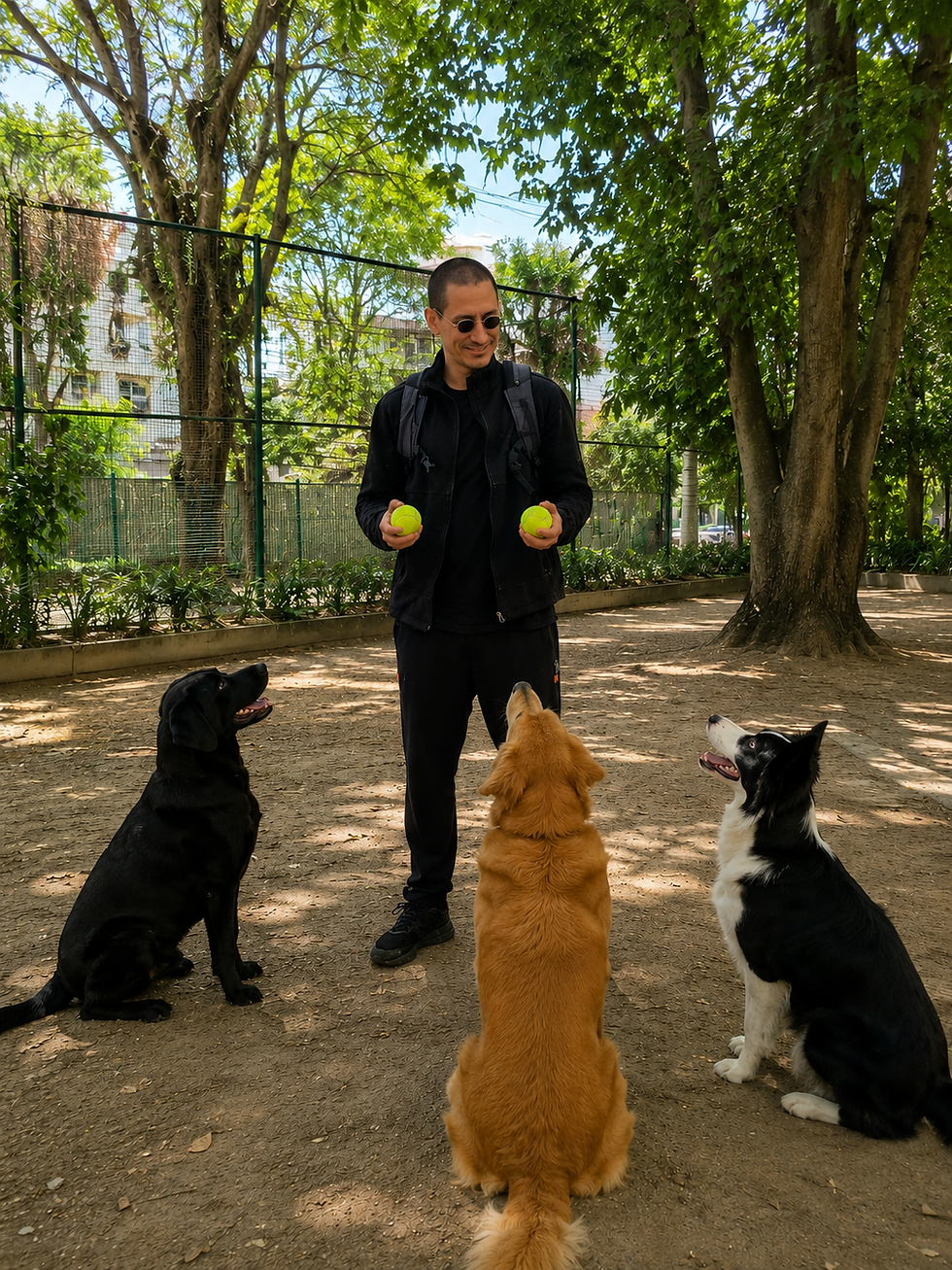 Francisco Adestrador Praça com os cães