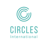 Three concentric "c" shaped circles in teal with Circles International written in teal underneath