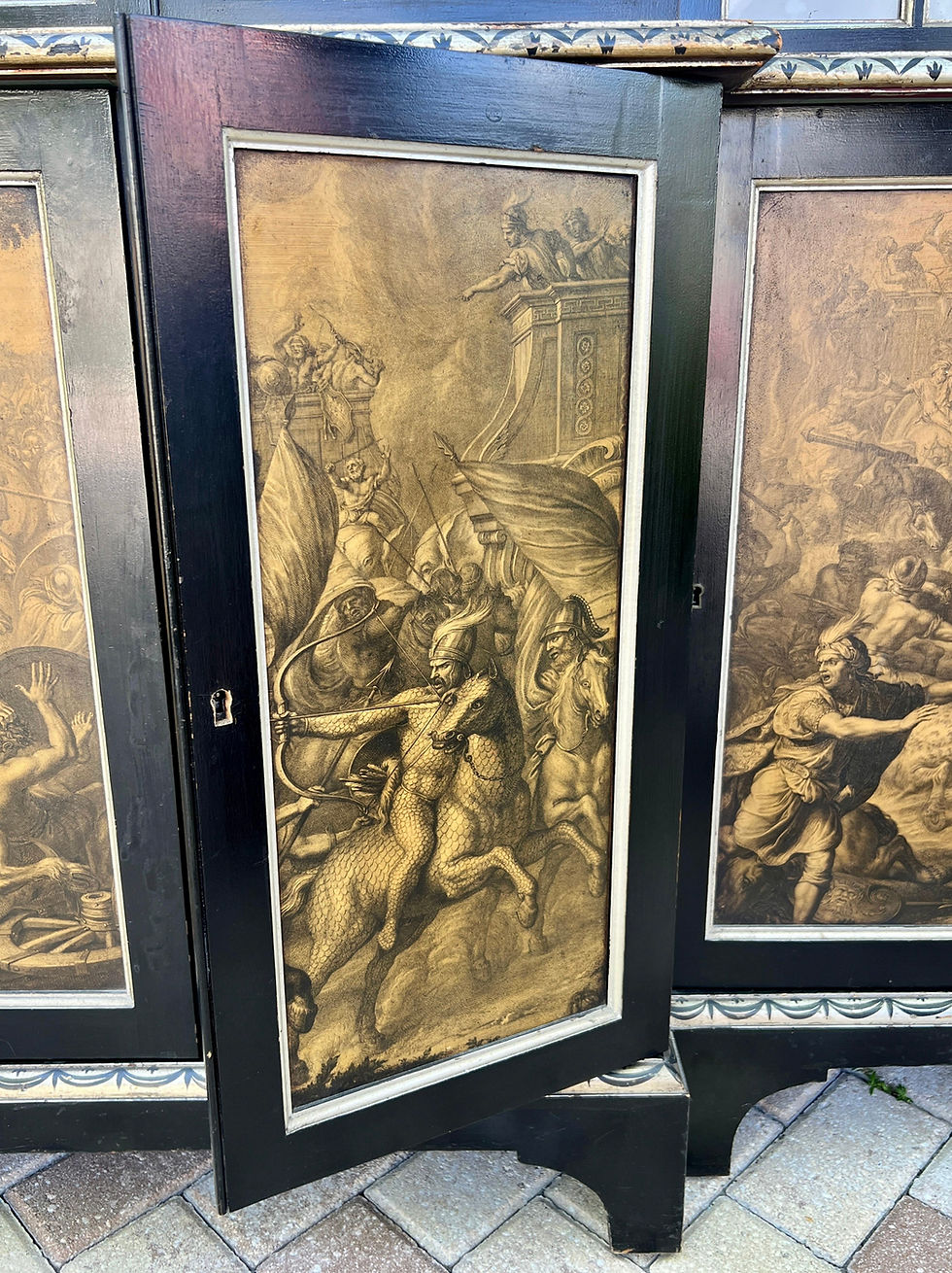 Thumbnail: Neoclassical Hand-Painted Library Bookcase and Display Cabinet, English 20th C.