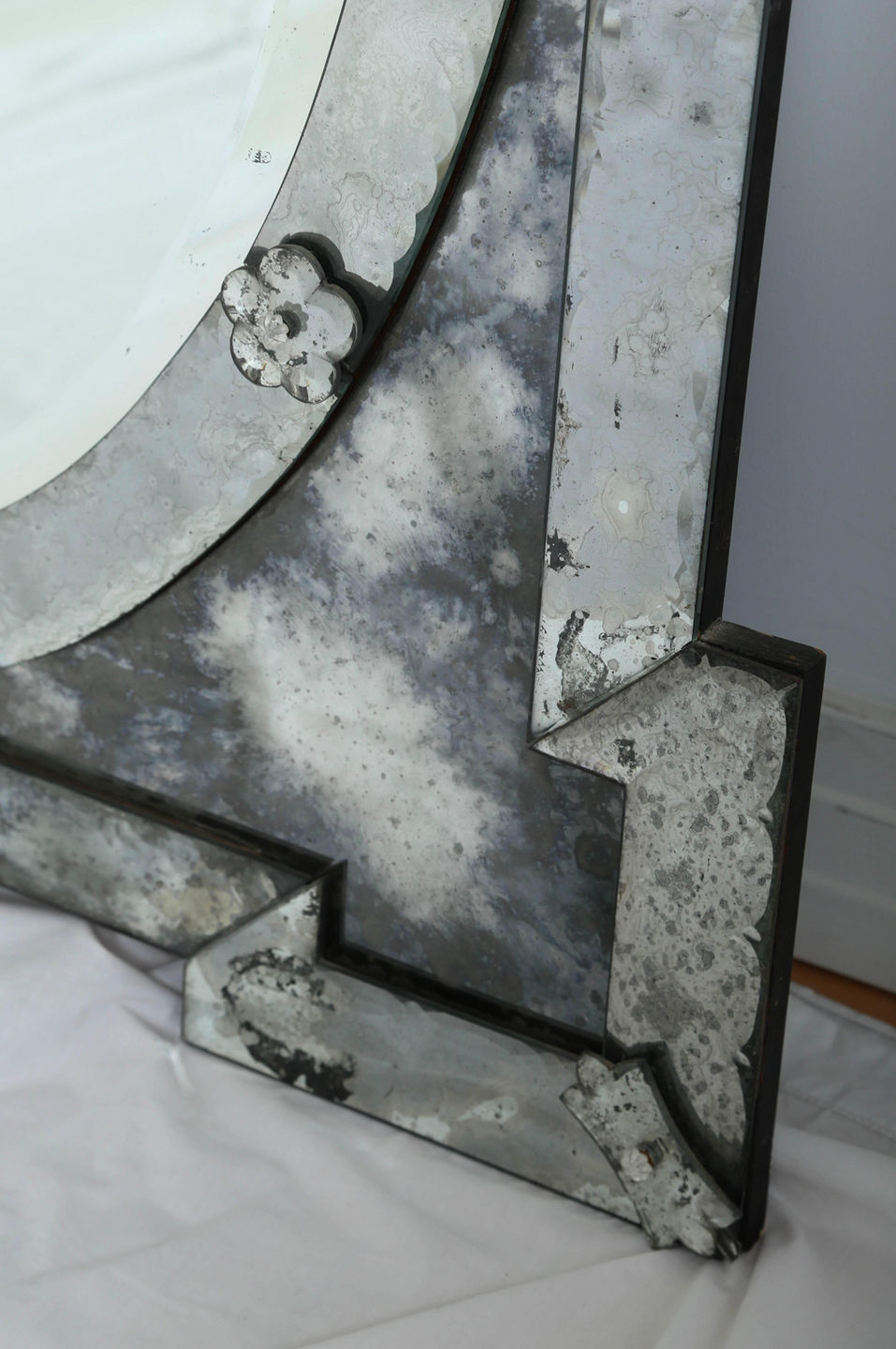 Thumbnail: Monumental Antique Venetian Mirror with Scrolled and Hand-Etched Designs