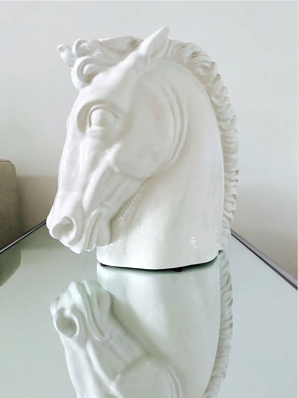 Thumbnail: Italian Mid-Century Modern Ceramic Roman Horse Sculpture in White, circa 1970s