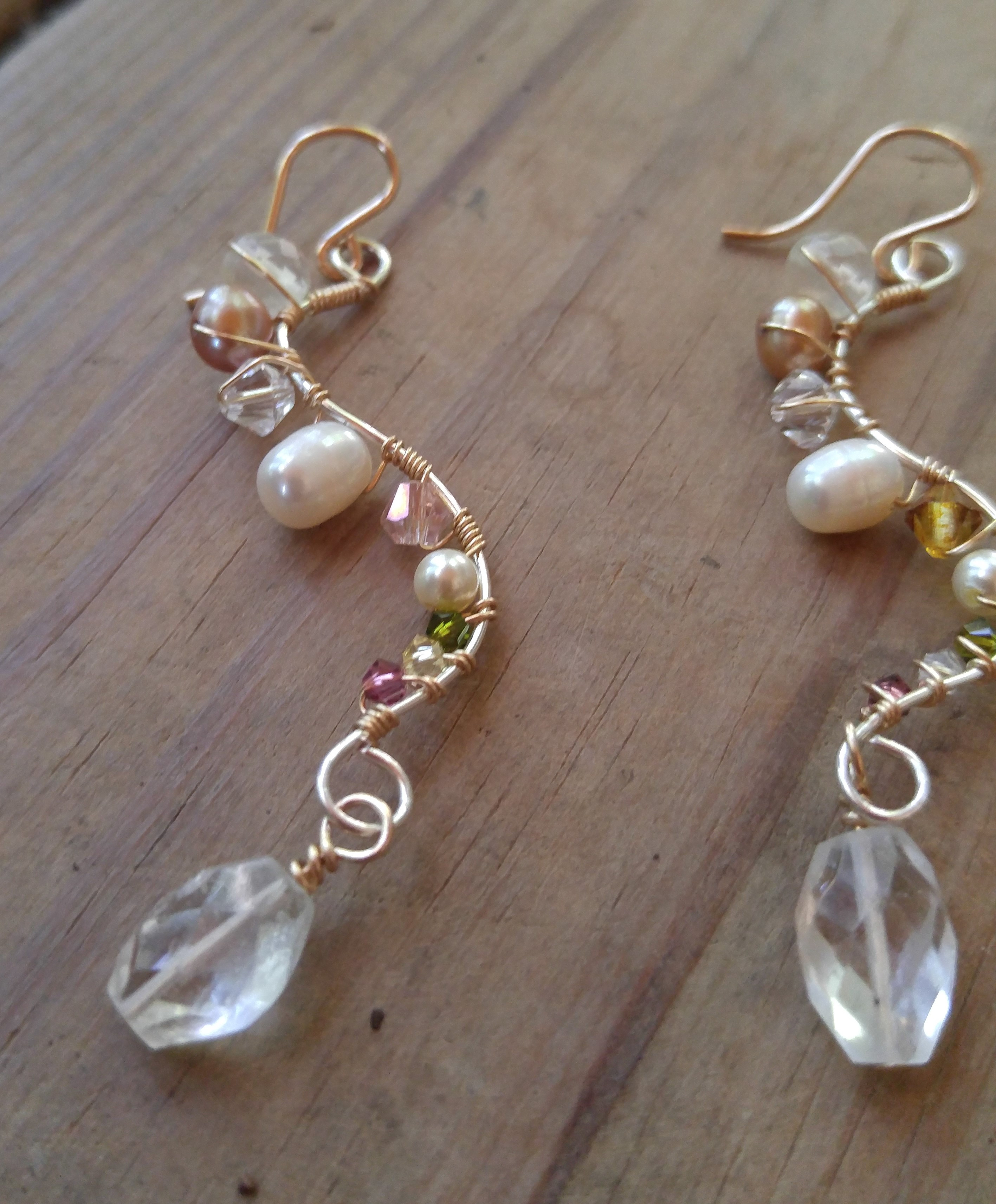 Pearls and Swirls dangle earrings