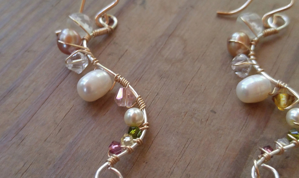 Thumbnail: Pearls and Swirls dangle earrings