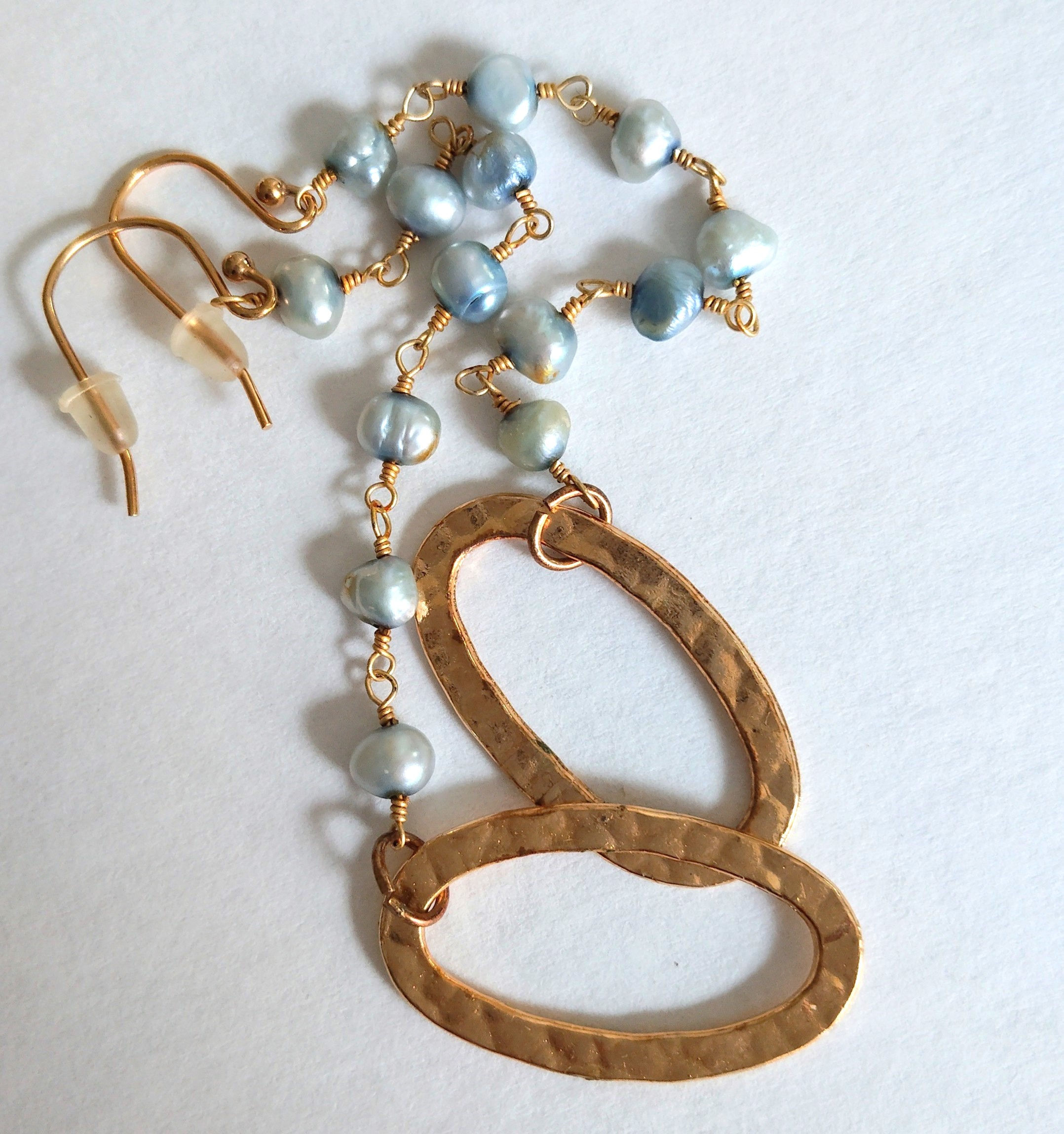 Ocean blue pearl earrings