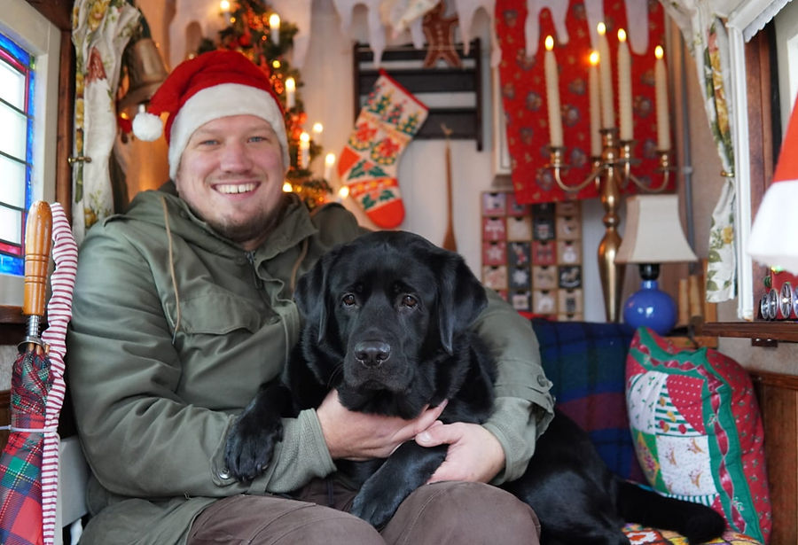 Kerstballen PhotoBooth man met hond