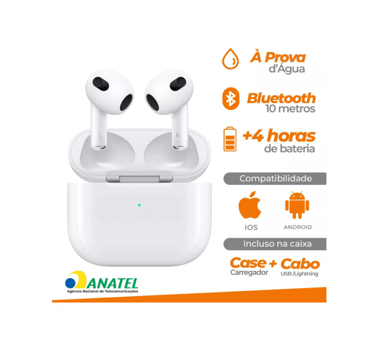 Miniatura: Fone Bluetooth para iPhone (iOS) e Android - ALTA QUALIDADE