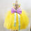 Thumbnail: Yellow Ruffle Bridal Dress with Purple Bow