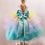 Thumbnail: Multi-colored Ruffle Bridal Dress with Bow