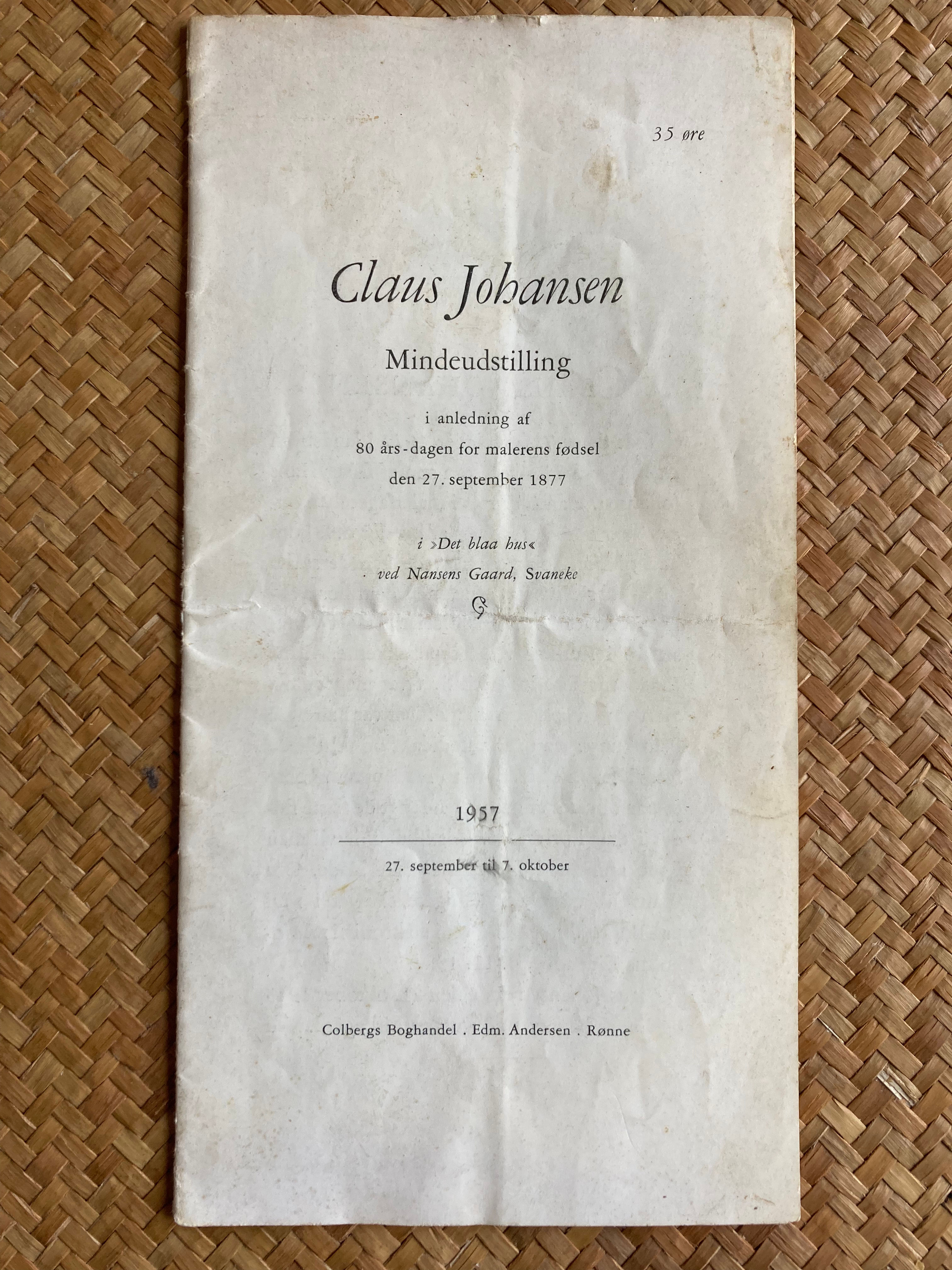 Claus Johansen udstillingskatslog og