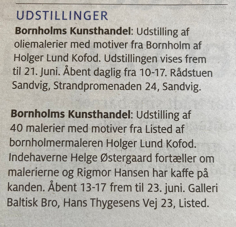 Bornholms Kunsthandel udstillinger