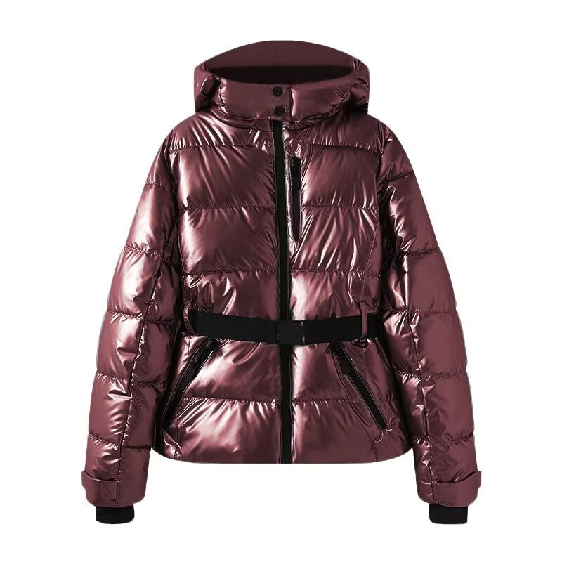 Thumbnail: 2025 Women Winter Hooded Down Jackets With Belt Lady Warm Thick Long Sleeve Stan