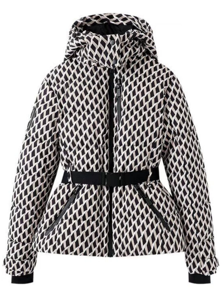 Thumbnail: 2025 Women Winter Hooded Down Jackets With Belt Lady Warm Thick Long Sleeve Stan