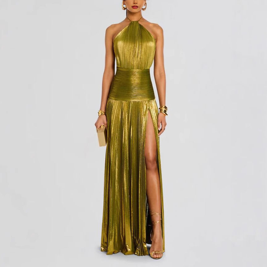 Thumbnail: Luxurious Women Corset Party Cocktail Dress Sexy Off Shoulder Halter Folds Slit 