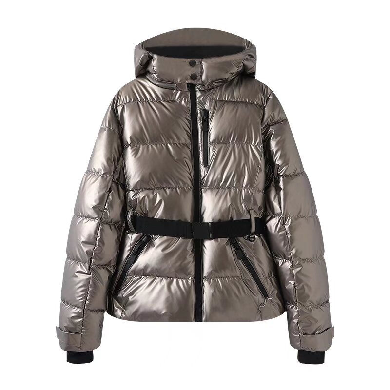 Thumbnail: 2025 Women Winter Hooded Down Jackets With Belt Lady Warm Thick Long Sleeve Stan