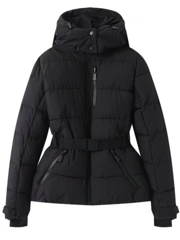 Thumbnail: 2025 Women Winter Hooded Down Jackets With Belt Lady Warm Thick Long Sleeve Stan