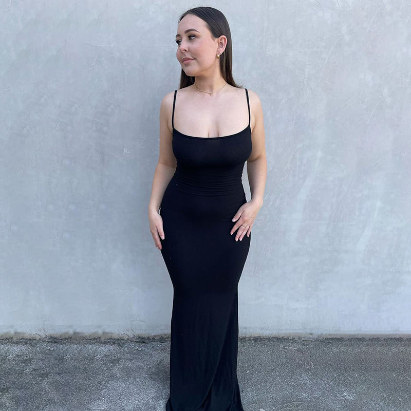 Thumbnail: Elegant Bodycon Maxi Dress Women Summer 2024 Sleeveless Backless Sexy Outfits Pa