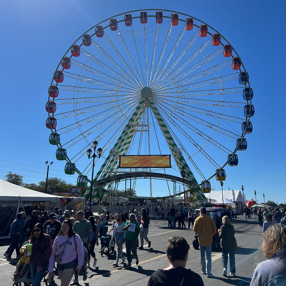 Crowds explore rides such as the Giant Wheel, a ferris wheel, food stands, and attractions at the NC State Fair in Raleigh, North Carolina, one of the state’s largest annual events.