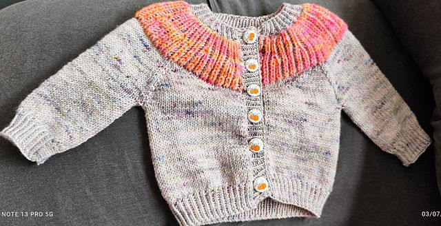 Cardigan Pinson de NCL Knits en Surpris par le Gel et Fruits d'Eté Moelliflex