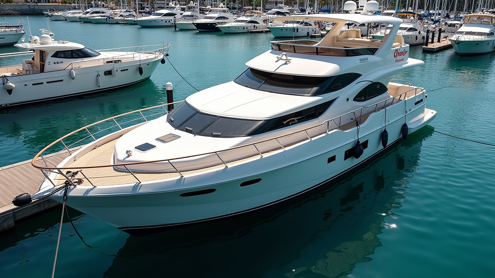 High angle view of a well-maintained yacht docked at a marina