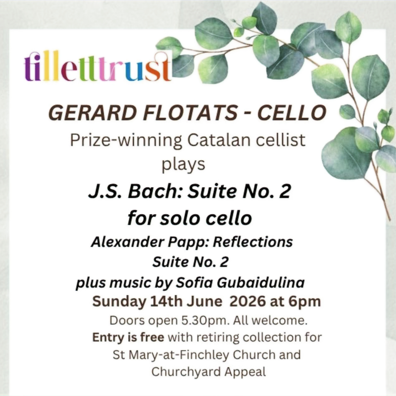 Gerard Flotats - Cello Concert - St Mary at Finchley