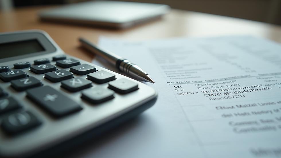 Close-up view of a calculator and mental health bill on a desk