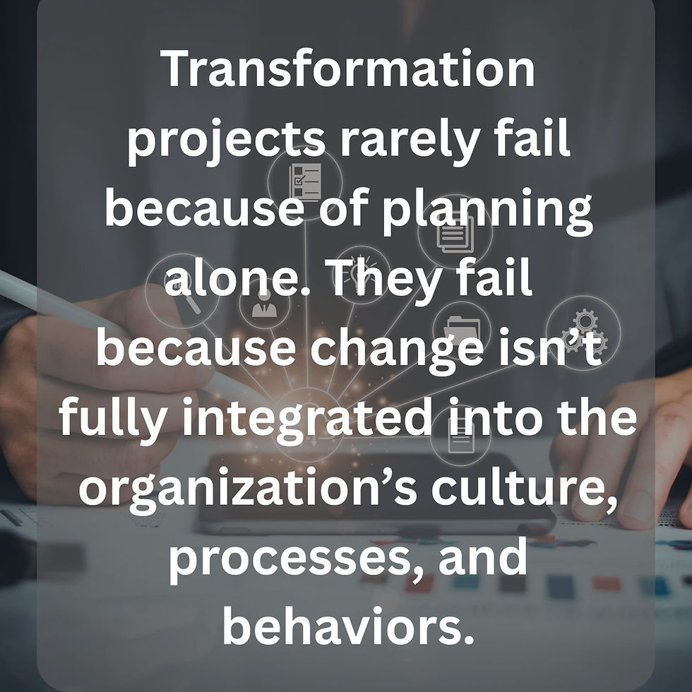70% of transformation initiatives fail, not because of poor planning, but because change isn’t integrated. Learn why Change Management is the strategic enabler of excellence and how to embed it from inception.