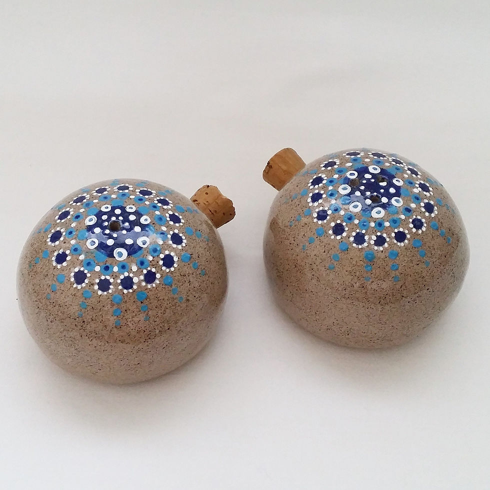 Unique Mandala salt & pepper shakers - blue