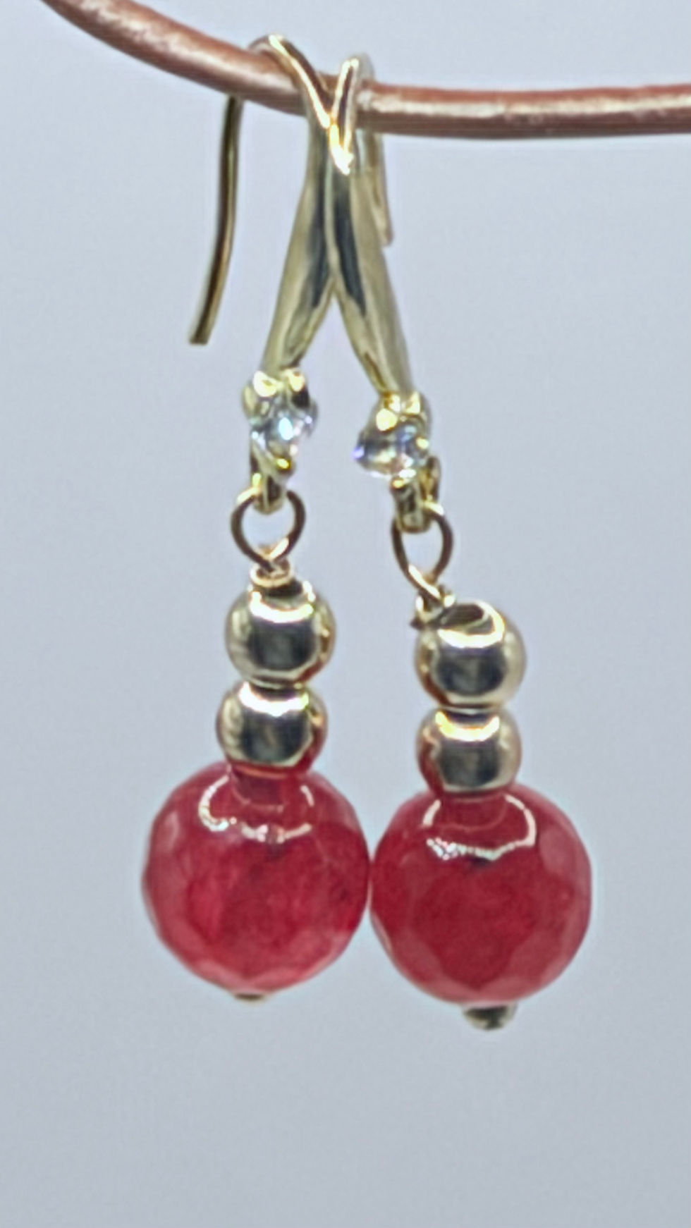 Thumbnail: Ruby Red Garnet and Gold-Tone Bracelet and Earring Set