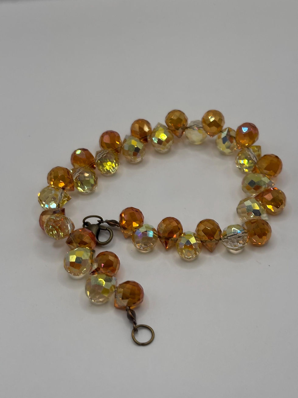 Golden Sunset Crystal Bracelet with amber and champagne beads