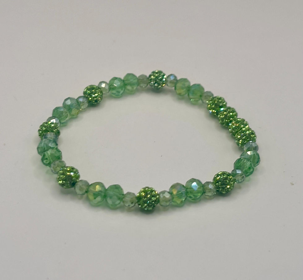 Thumbnail: Light green crystal beaded stacking bracelet
