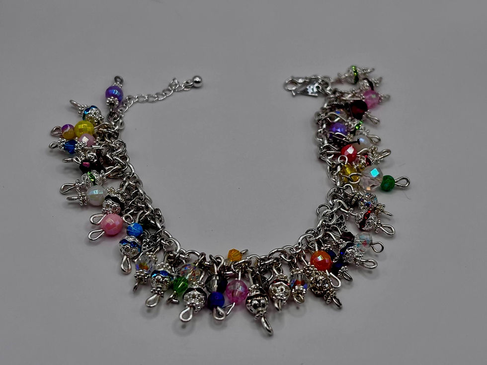 Thumbnail: Statement Martini Charm Bracelet with silver CZ charms.