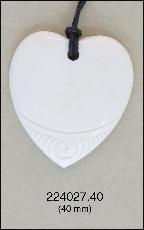 Bone carving pendant 40 mm Heart