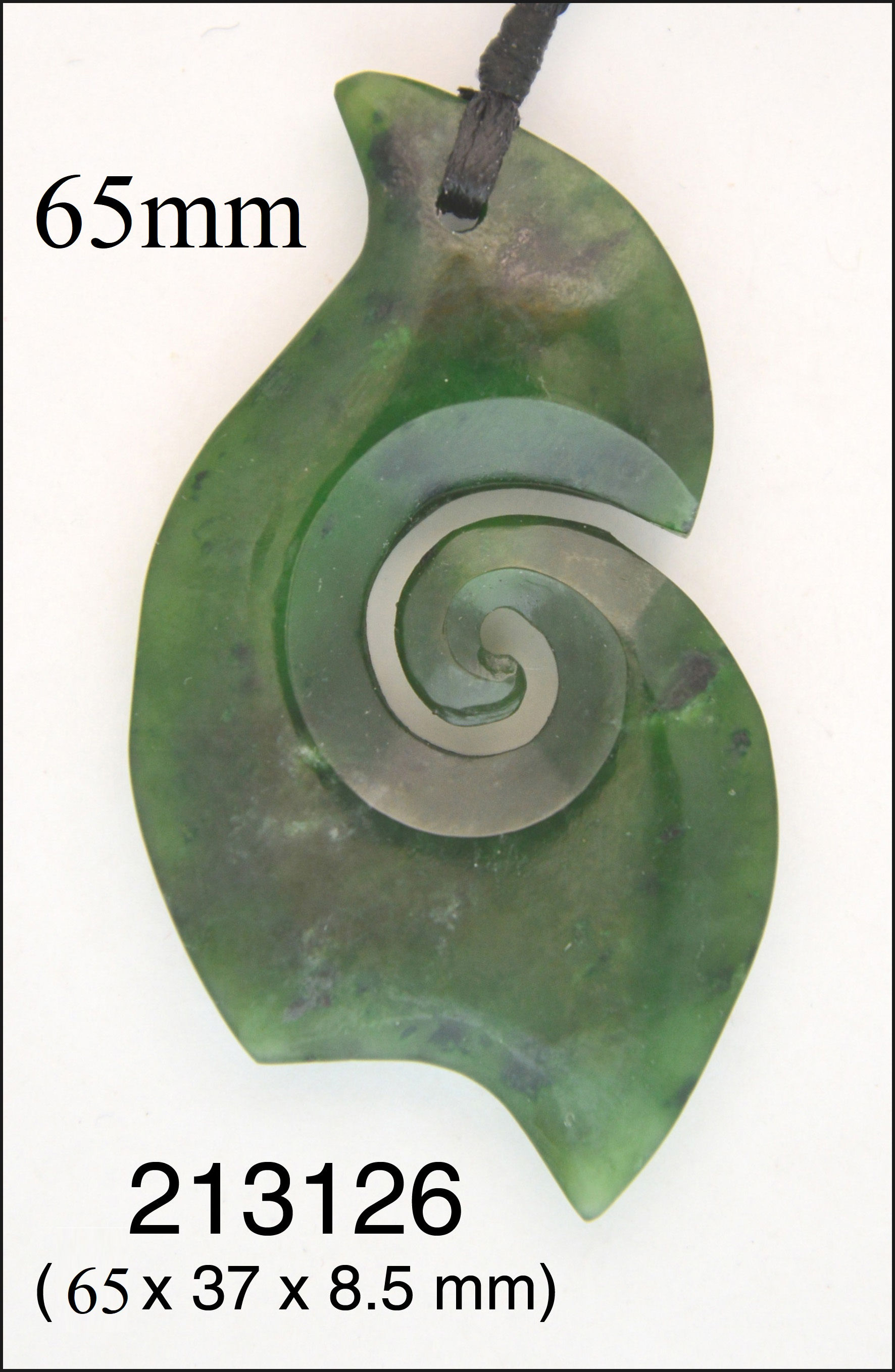Nephrite pendant 65 mm Hook koru