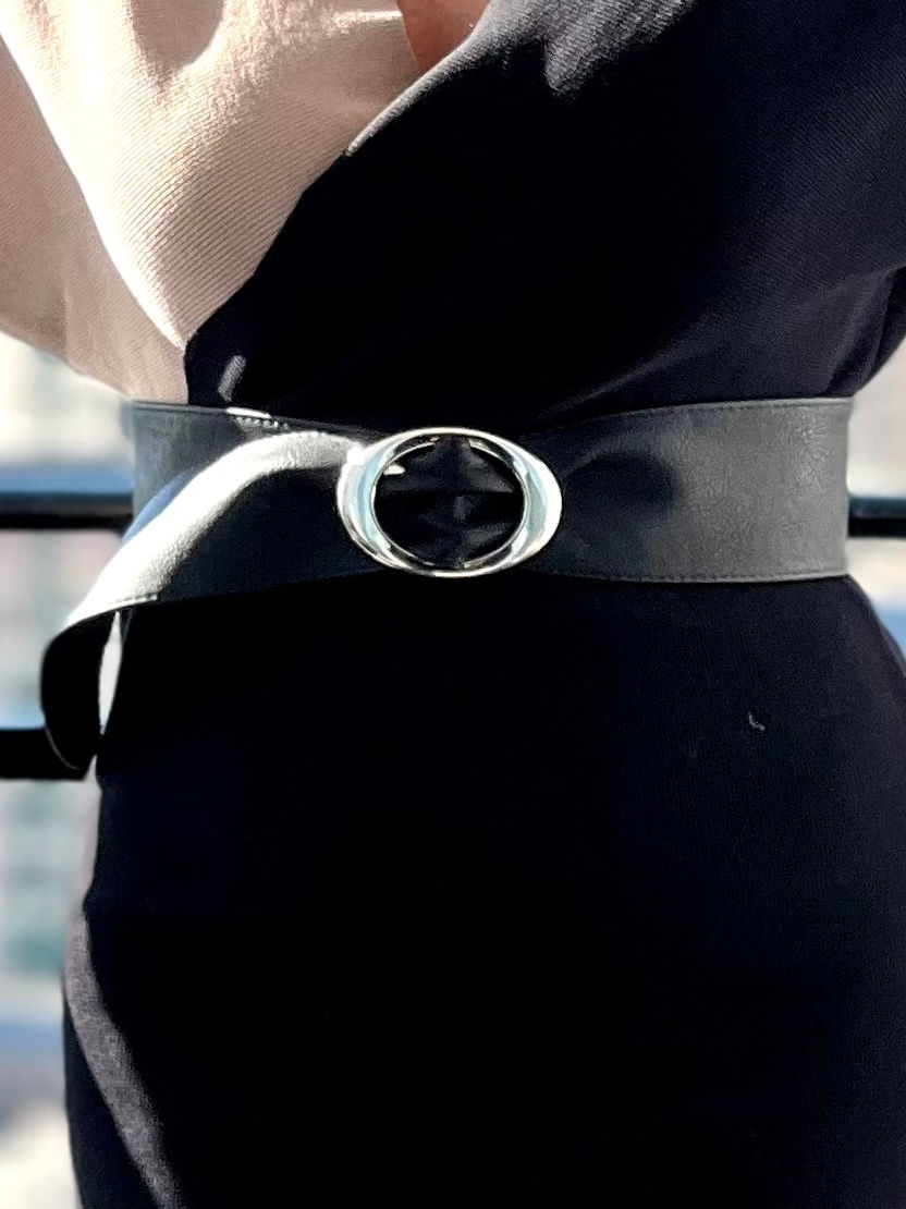 Thumbnail: Faux Leather Silver Buckle Belts