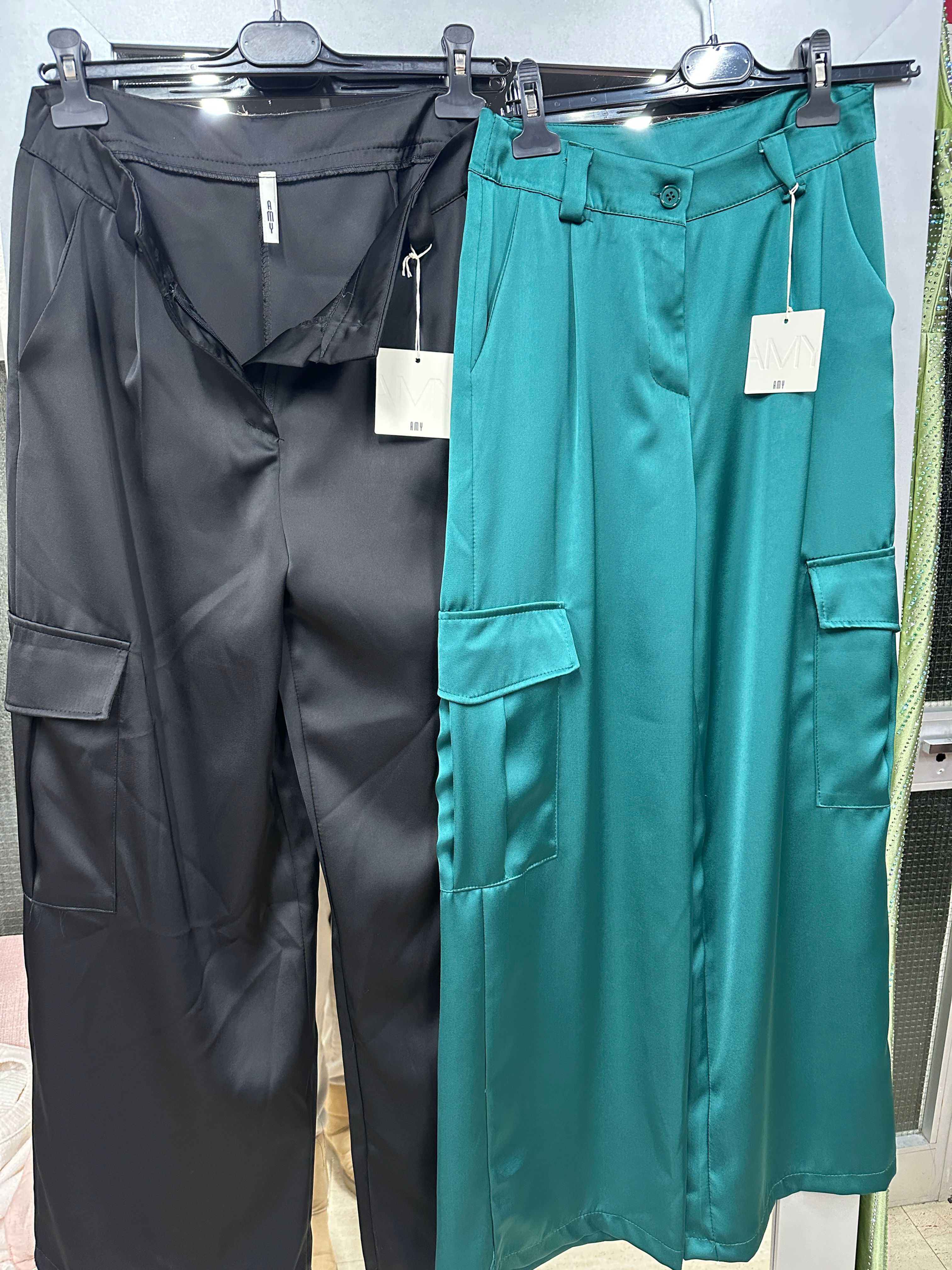 Satin Cargo Trousers