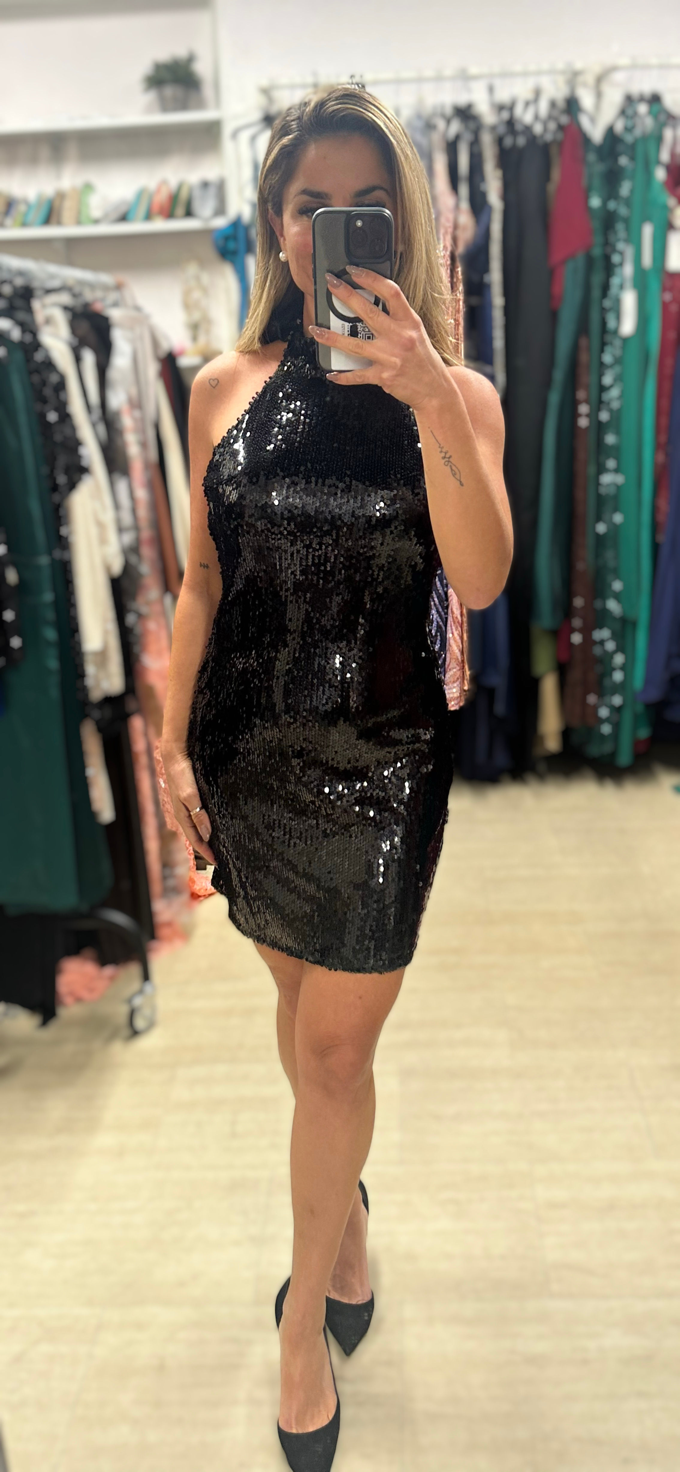 Sequin Halter-Neck Dress