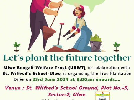 One tree, one life...Team UBWT is expressing immense pleasure to announce the Tree Plantation Event on 23rd June 2024 @ 9:00am onwards…Please join with us with your friends & family...
