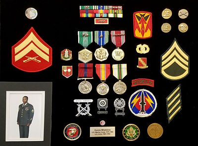 Donnie Whetstone's military medals from his service in the U.S. Marines and Army