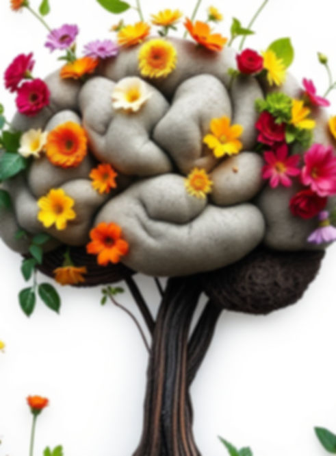 brain tree with flowers growing out of it