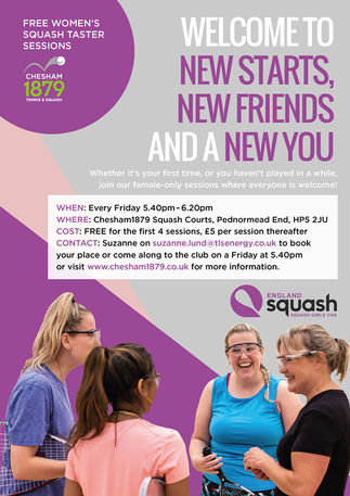 Free Women's Squash Taster Sessions .Every Friday 5.40 pm - 6.20pm.  Come down and try.