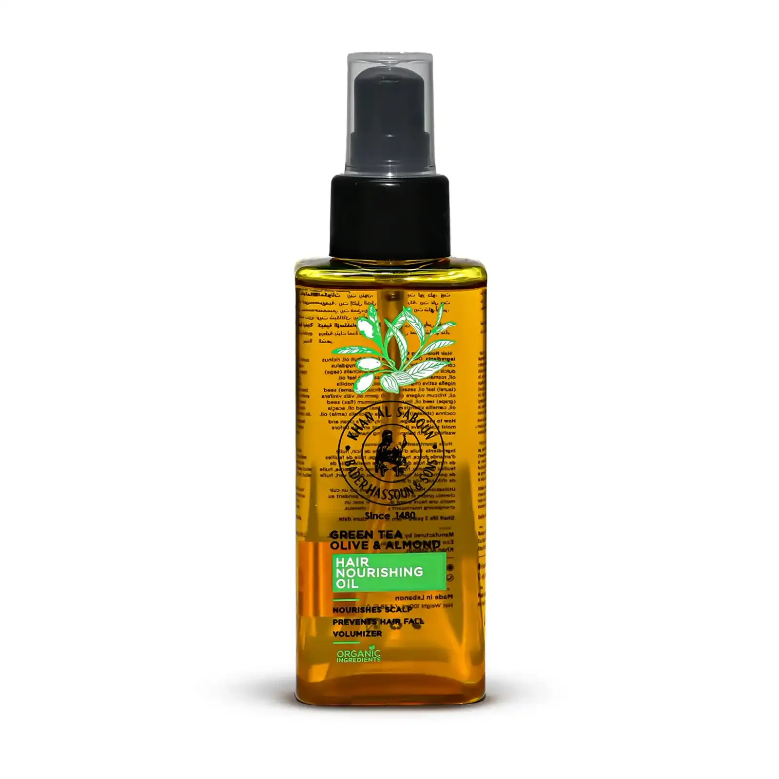 Flacon de spray d'huile capillaire nourrissante au thé vert
