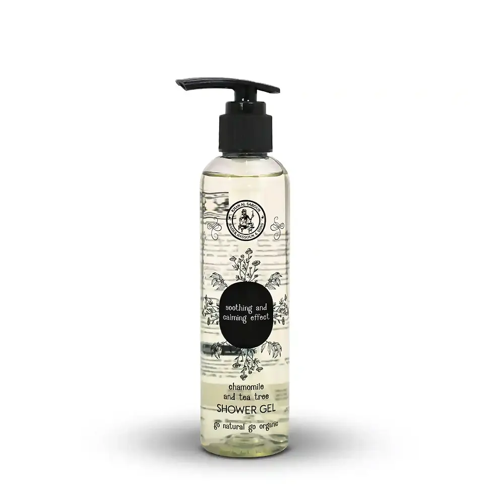 Flacon de gel douche à la camomille et à l'arbre à thé