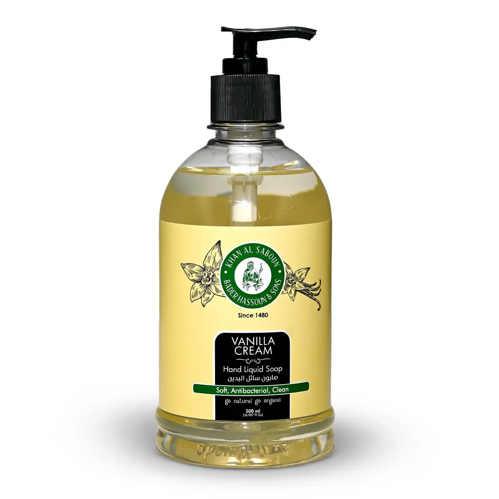 Bouteille de savon liquide à la vanille avec pompe